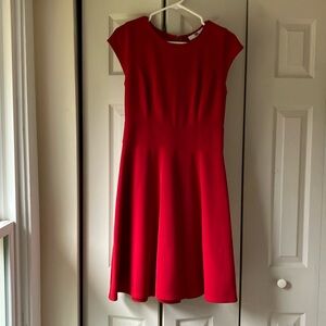 Cherry red fit-and-flare dress with cap sleeves size 6